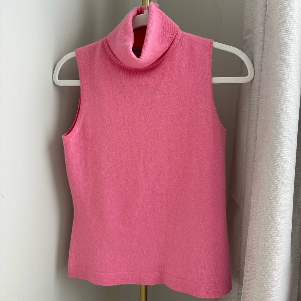 Pink Sleeveless Turtleneck Sweater